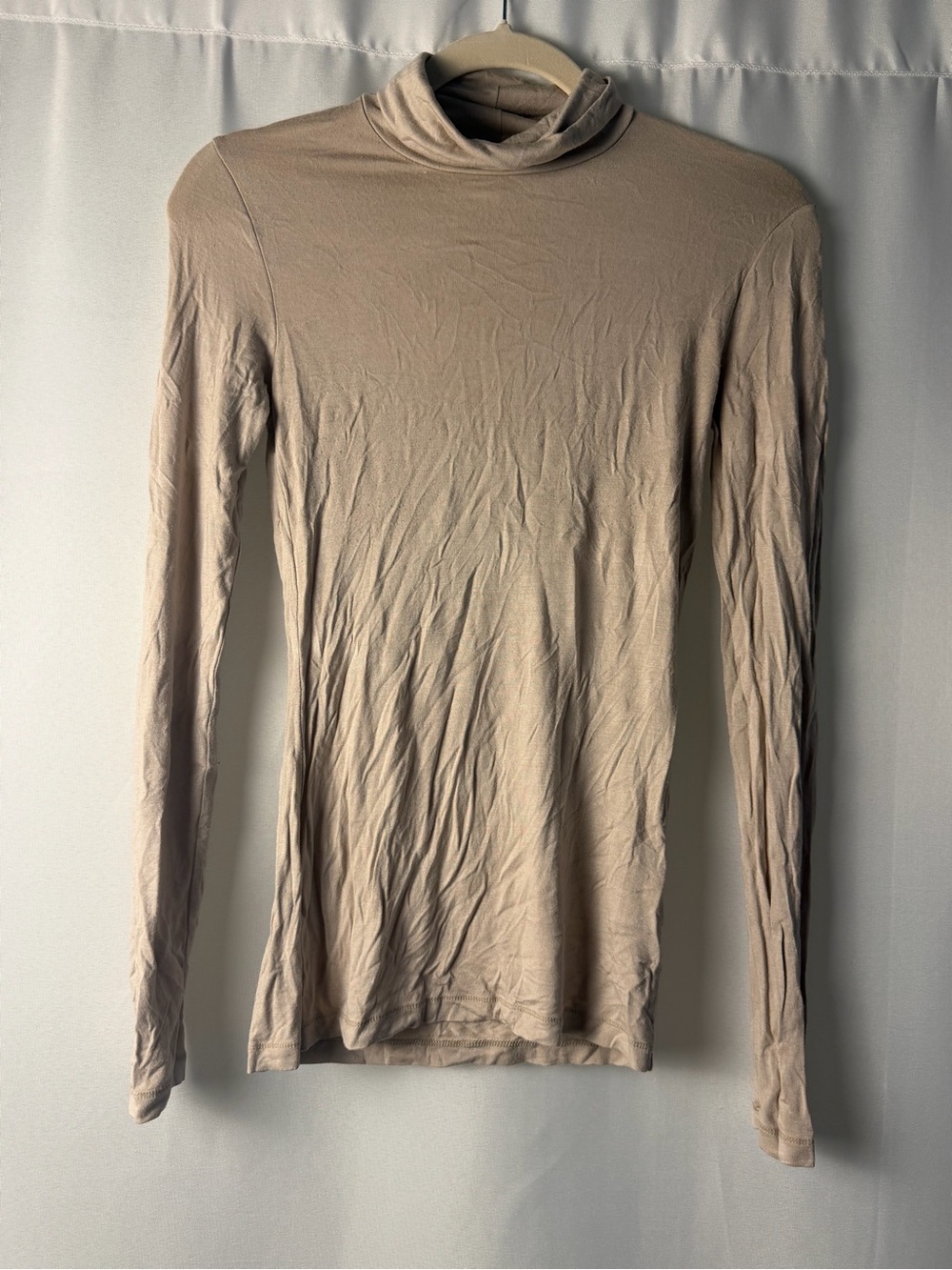 Women's Long Sleeve Turtleneck Top - Beige Frenchi Size Small Made in Mexico